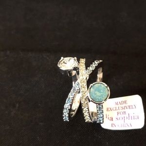 New Lia Sophia silver tone and rhinestone ring